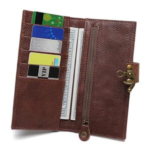 Eamom Genuine Leather Wallet for Women Embossed Punk Clutch Skull Top Layer Leather Wallet with Printing Multi Card Capacity