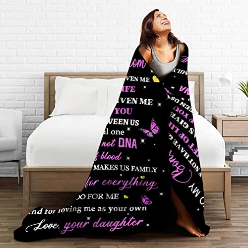 COTIMO Gifts for Bonus Mom Blanket for Mom Gifts Mother Blankets Throws from Daughter and Son or Family for Mothers Day Birthday Family 50"x 60"