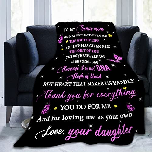 COTIMO Gifts for Bonus Mom Blanket for Mom Gifts Mother Blankets Throws from Daughter and Son or Family for Mothers Day Birthday Family 50"x 60"