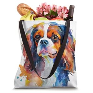 Cavalier King Charles Spaniel Dog Colorful Watercolor Dog Tote Bag