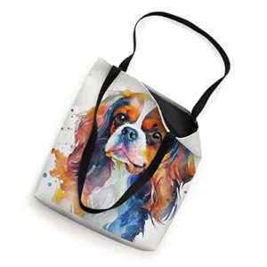 Cavalier King Charles Spaniel Dog Colorful Watercolor Dog Tote Bag