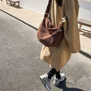 Unisex Corduroy Crossbody Dumpling Bag Tote Messenger Casual Hobo Sling Shoulder Bag Large Daily Shopping School Commuting