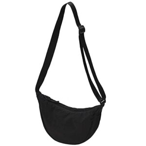 aesthetic crescent bag for women men, hobo crossbody bags adjustable strap shoulder bag sling chest bag nylon dumpling bag (black,one size)