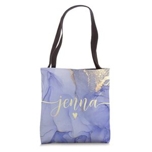 jenna letter j initial cute purple personalized tote bag