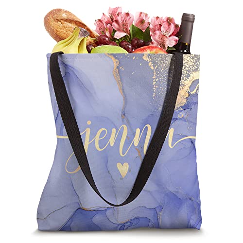 Jenna Letter J Initial Cute Purple Personalized Tote Bag