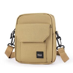 pauback khaki man purse small crossbody bag for mens, travel passport wallet bag for men for cell phone, small neck pouch side shoulder bag for men, man crossbody handbag purse satchel bags