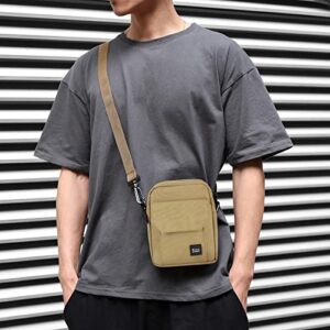 PAUBACK Khaki Man Purse Small Crossbody Bag for Mens, Travel Passport Wallet Bag for Men for Cell Phone, Small Neck Pouch Side Shoulder Bag for Men, Man Crossbody Handbag Purse Satchel Bags