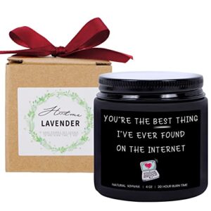 Lavender Scented Candles, Funny Romantic Gifts for Her Him, Online Dating Gifts, Birthday Anniversary Christmas Valentines Day Gifts for Women Men Boyfriend Girlfriend Wife Husband BFF Bestie