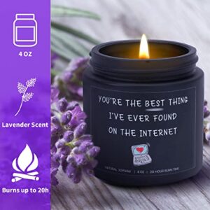 Lavender Scented Candles, Funny Romantic Gifts for Her Him, Online Dating Gifts, Birthday Anniversary Christmas Valentines Day Gifts for Women Men Boyfriend Girlfriend Wife Husband BFF Bestie