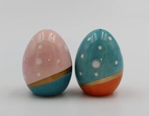 fine ceramic easter egg salt & pepper shakers set, 2-3/4″ h