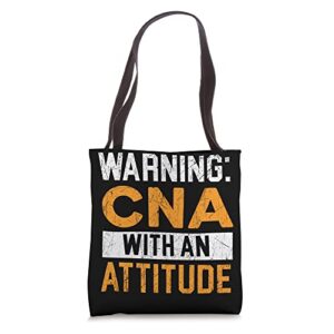 cna with an attitude certified nursing assistant medical tote bag