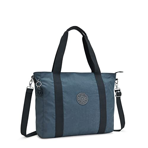 Kipling Women's Asseni Tote, Lightweight Everyday Purse, Shoulder Bag, Nocturnal Grey