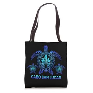 vintage cabo san lucas mexico mx blue sea turtle souvenirs tote bag