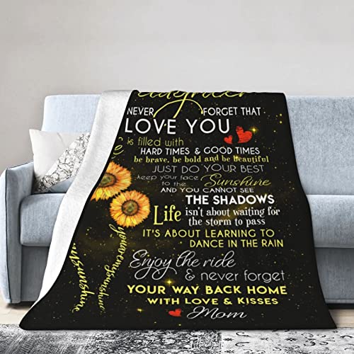 Maylian Sunflower Throw Blanket | Never Forget How Much I Love You | 80x60 Inches | Soft Sherpa | Perfect for Daughter | Thoughtful Gift