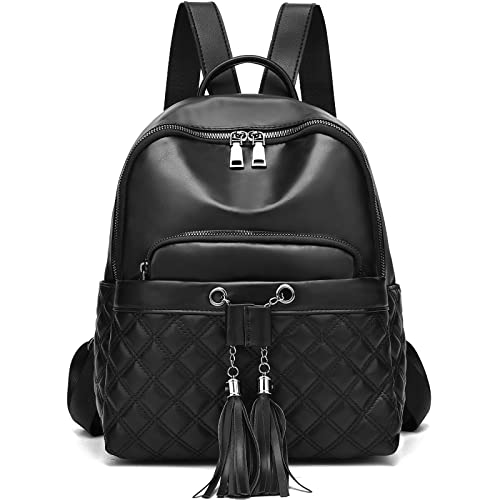 I IHAYNER Girls Fashion Backpack Purse for Women Mini Backpack for Teen Girls PU Leather Multipurpose Travel Backpack with Charm Tassel Black