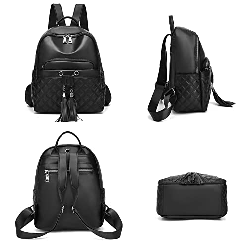 I IHAYNER Girls Fashion Backpack Purse for Women Mini Backpack for Teen Girls PU Leather Multipurpose Travel Backpack with Charm Tassel Black