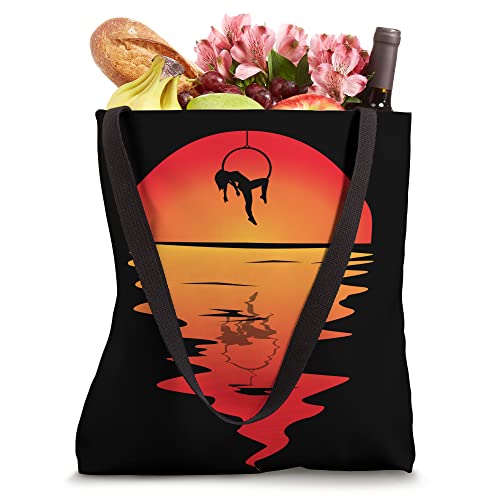 Aerial Hanging Aerialist Vintage Sunset Trapeze Aerial Silk Tote Bag