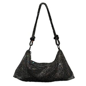 evoon rhinestone purse, sparkly black clutch purses for women glitter evening bag for ladies