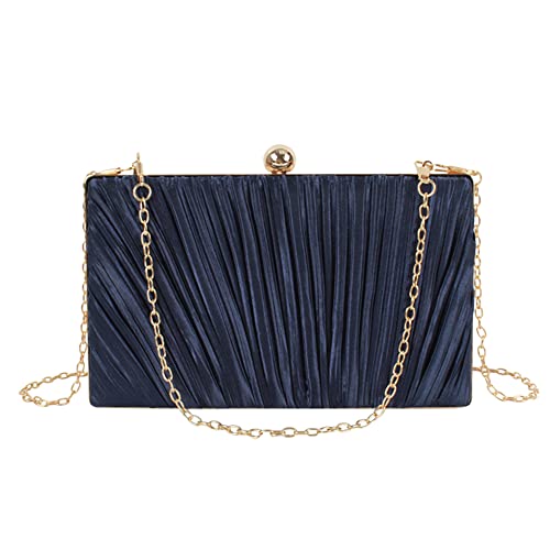 Goclothod Women Pleated Satin Shoulder Bag Party Evening Bag Clutch Purse