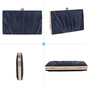 Goclothod Women Pleated Satin Shoulder Bag Party Evening Bag Clutch Purse