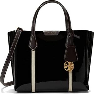 Tory Burch Women's Perry Small Triple Compartment Tote Black Patent Leather