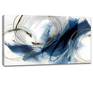 large canvas wall art long horizontal abstract art paintings blue fantasy colorful graffiti on white background framed modern artwork decor for living room bedroom kitchen 48x24in