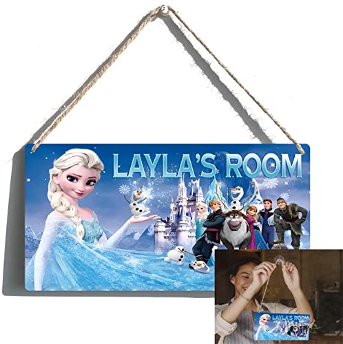 Frozen Personalized Nursery Wall Decor, Wood Name Signs for Boys and Girls, Customized Frozen Birthday Party Supplies, Cartoon Elsa, Anna and Olaf Decor