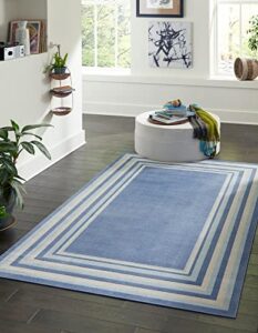 unique loom lotus collection area rug – guyana (5′ x 8′ rectangle, blue/light blue)