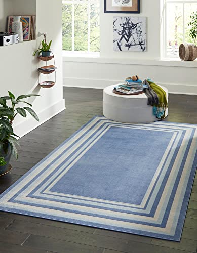 Unique Loom Lotus Collection Area Rug - Guyana (5' x 8' Rectangle, Blue/Light Blue)