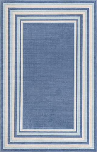 Unique Loom Lotus Collection Area Rug - Guyana (5' x 8' Rectangle, Blue/Light Blue)