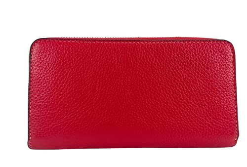 COACH Long Leather Zip Around Wallet Clutch in Miami Red - #C4451