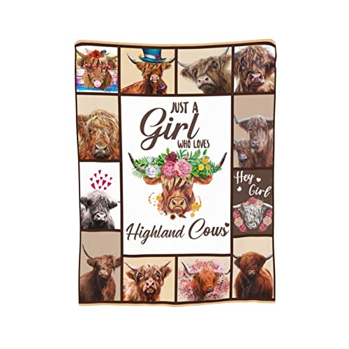 Highland Cow Throw Blanket Gifts for Women Adults Highland Cattle Farm Cow Animal Print Blanket Super Soft Cozy Fleece Warm Lightweight Plush Blanket Decor for Living Room Couch Bed Chair 40''X50''