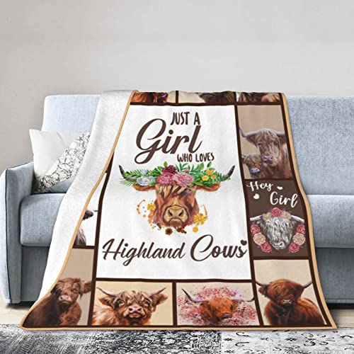 Highland Cow Throw Blanket Gifts for Women Adults Highland Cattle Farm Cow Animal Print Blanket Super Soft Cozy Fleece Warm Lightweight Plush Blanket Decor for Living Room Couch Bed Chair 40''X50''