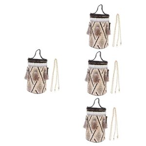 tendycoco 4pcs straw cylinder straw purses for women fringe purses for women woven purses for women straw hobo bag woman woven pouch straw woven bag portable bag casual woven messenger bag