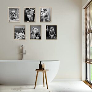 YAODAYAO Bathroom Wall Art Prints Set of 6 Glam Glitter Tissue Bathroom Artwork Wall Black and White Canvas Poster Modern Fun Fashion Wall Art Dog Funny Bathroom Wall decor (8"x10" UNFRAMED)