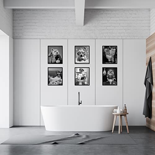 YAODAYAO Bathroom Wall Art Prints Set of 6 Glam Glitter Tissue Bathroom Artwork Wall Black and White Canvas Poster Modern Fun Fashion Wall Art Dog Funny Bathroom Wall decor (8"x10" UNFRAMED)