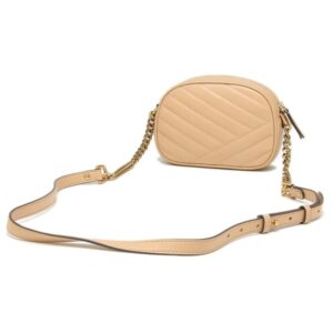 Tory Burch Women's Kira Chevron Leather Devon Sand Crossbody Handbag