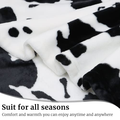 Cow Print Blanket Warm Plush Cute Cow Throw Blanket Soft Fleece Flannel Lightweight Black Cow Blankets Living Rooms Sofa Bedroom Decor Cow Gifts Blanket All Seasons 50" x 60"