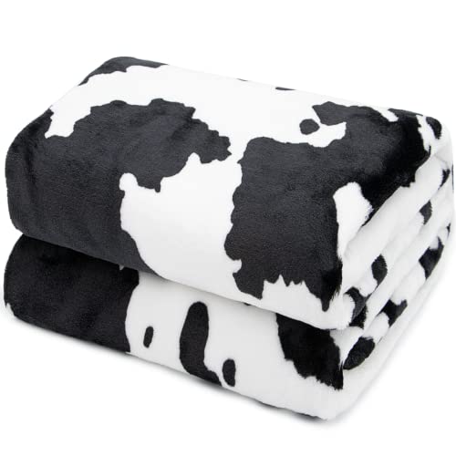 Cow Print Blanket Warm Plush Cute Cow Throw Blanket Soft Fleece Flannel Lightweight Black Cow Blankets Living Rooms Sofa Bedroom Decor Cow Gifts Blanket All Seasons 50" x 60"