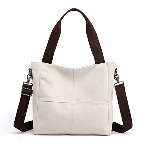 Ashioup Canvas Hobo Handbag for Women Shoulder Bag Small Crossbody Shopper Bag Grey