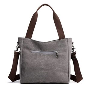 Ashioup Canvas Hobo Handbag for Women Shoulder Bag Small Crossbody Shopper Bag Grey