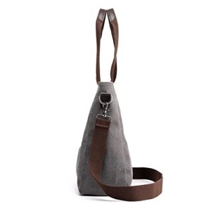 Ashioup Canvas Hobo Handbag for Women Shoulder Bag Small Crossbody Shopper Bag Grey