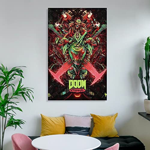 HOW FIT Gameing Doom Eternal Poster Prints on Canvas Decoration Room Decor Posters Unframe 12x18inch(30x45cm)