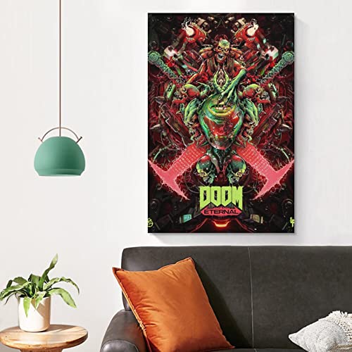 HOW FIT Gameing Doom Eternal Poster Prints on Canvas Decoration Room Decor Posters Unframe 12x18inch(30x45cm)