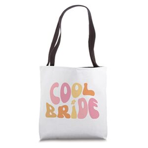 colorful retro cool bride, future mrs wedding, bachelorette tote bag