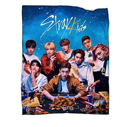 Gobits Kpop Blanket Korean Star Throw Blanket Idol Singer 50x60 Inch Anti-Pilling Flannel Ultra Soft Cozy Fleece Boys Fans Merchandise for Sofa Bed Girls Adults Gifts