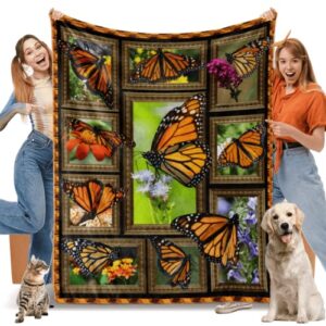 butterfly throw blanket for womens, butterfly gifts for buttefly lover, soft cozy lightweight warm fleece flannel blankets and throws for christmas valentines ( 60″ x 80″, yellow)
