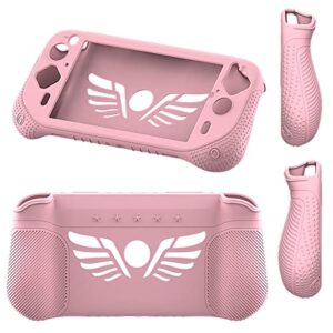 Silicone Cover Case for Logitech G Cloud Gaming Handheld, Protective Skin Sleeve for Logitech G Cloud Gaming Console Screen Film Protector Accessories (Pink Case and Sreen Film)