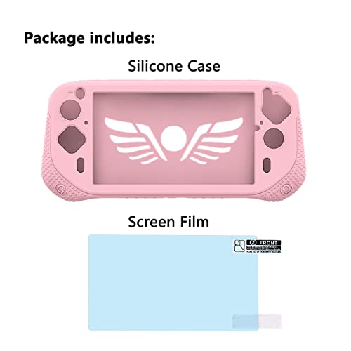 Silicone Cover Case for Logitech G Cloud Gaming Handheld, Protective Skin Sleeve for Logitech G Cloud Gaming Console Screen Film Protector Accessories (Pink Case and Sreen Film)