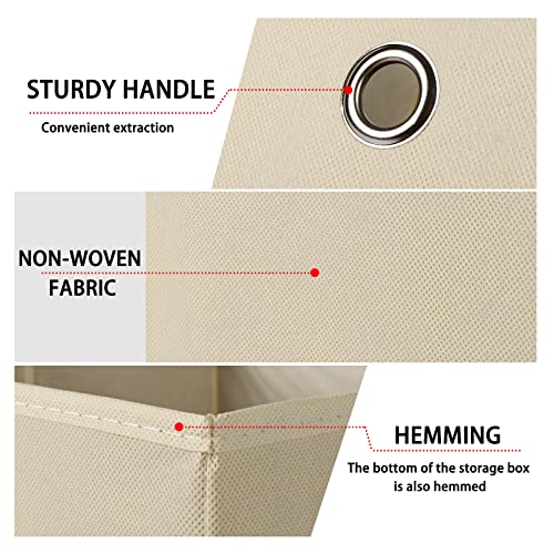 NieEnjoy Foldable Storage Cubes Bins ,11 Inch Cloth Storage Cube Fabric Storage Box Cubes Organizer Baskets with Dual Handles for Home Organizer Set of 3 (Creamy-White)